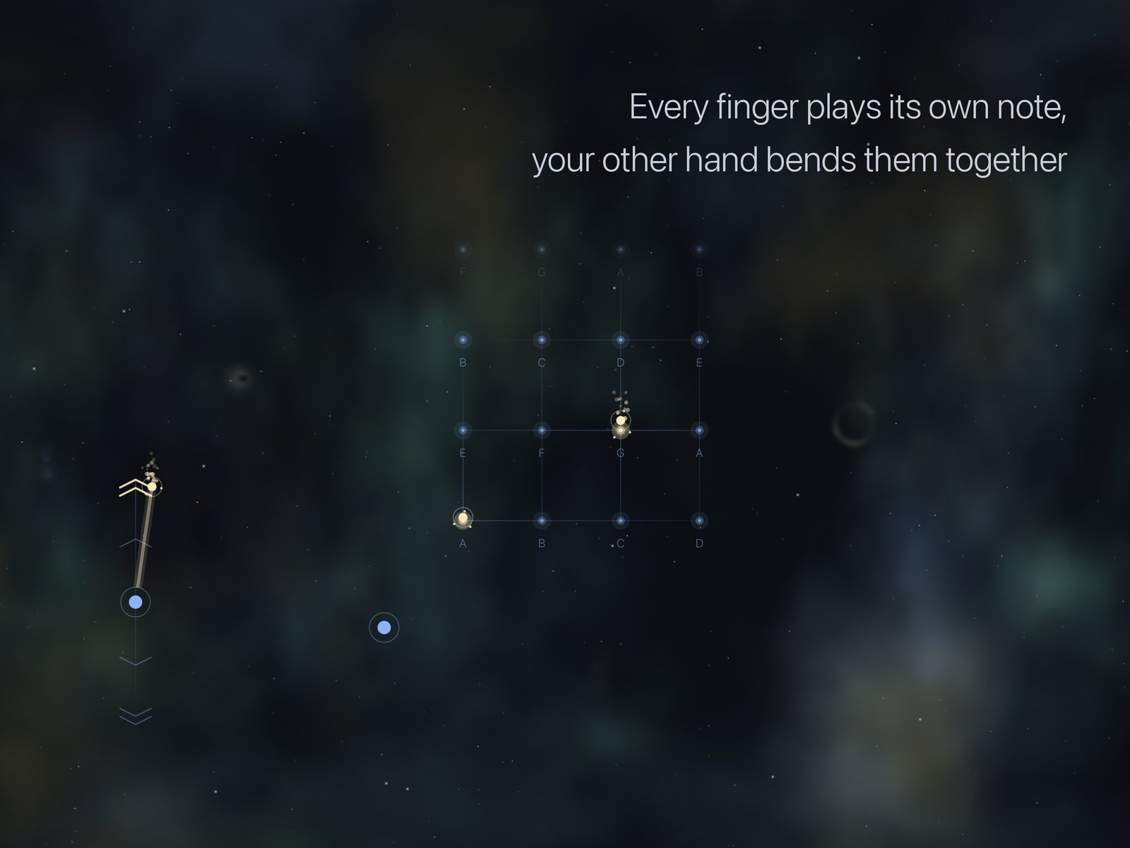 Every finger playing its own note, the other hand bending them together