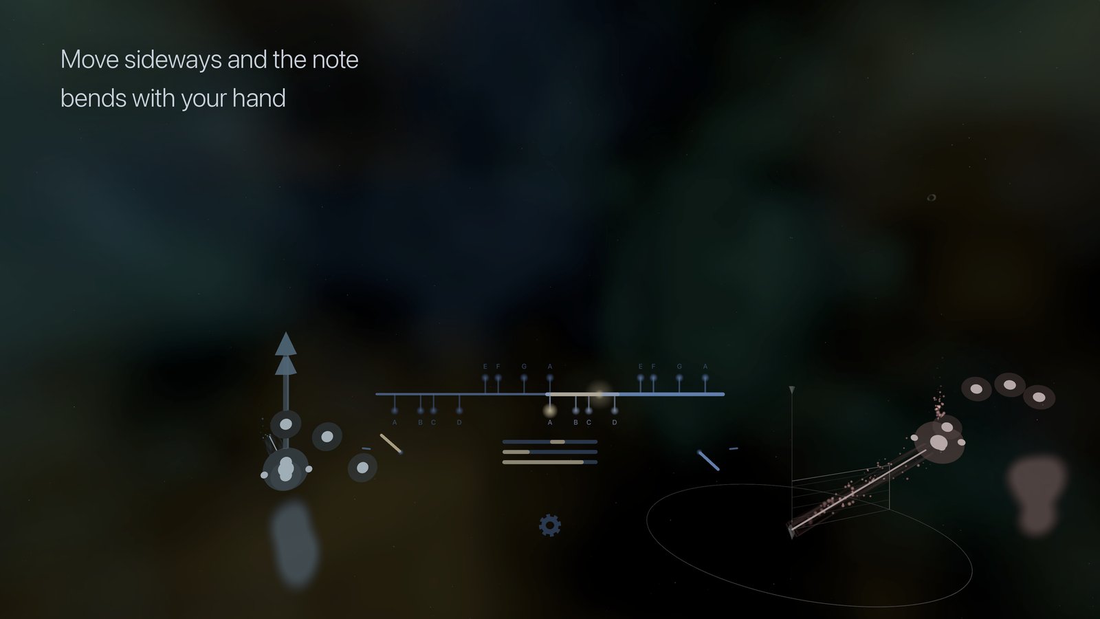 Moving sideways bends the note