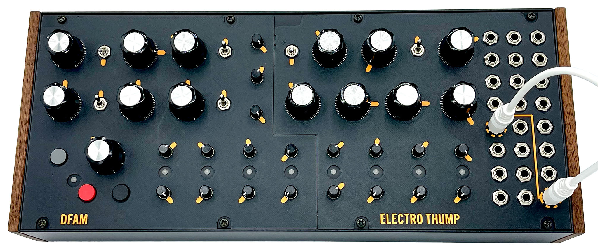 Electro Thump patch sheet placed on the DFAM Synthesizer